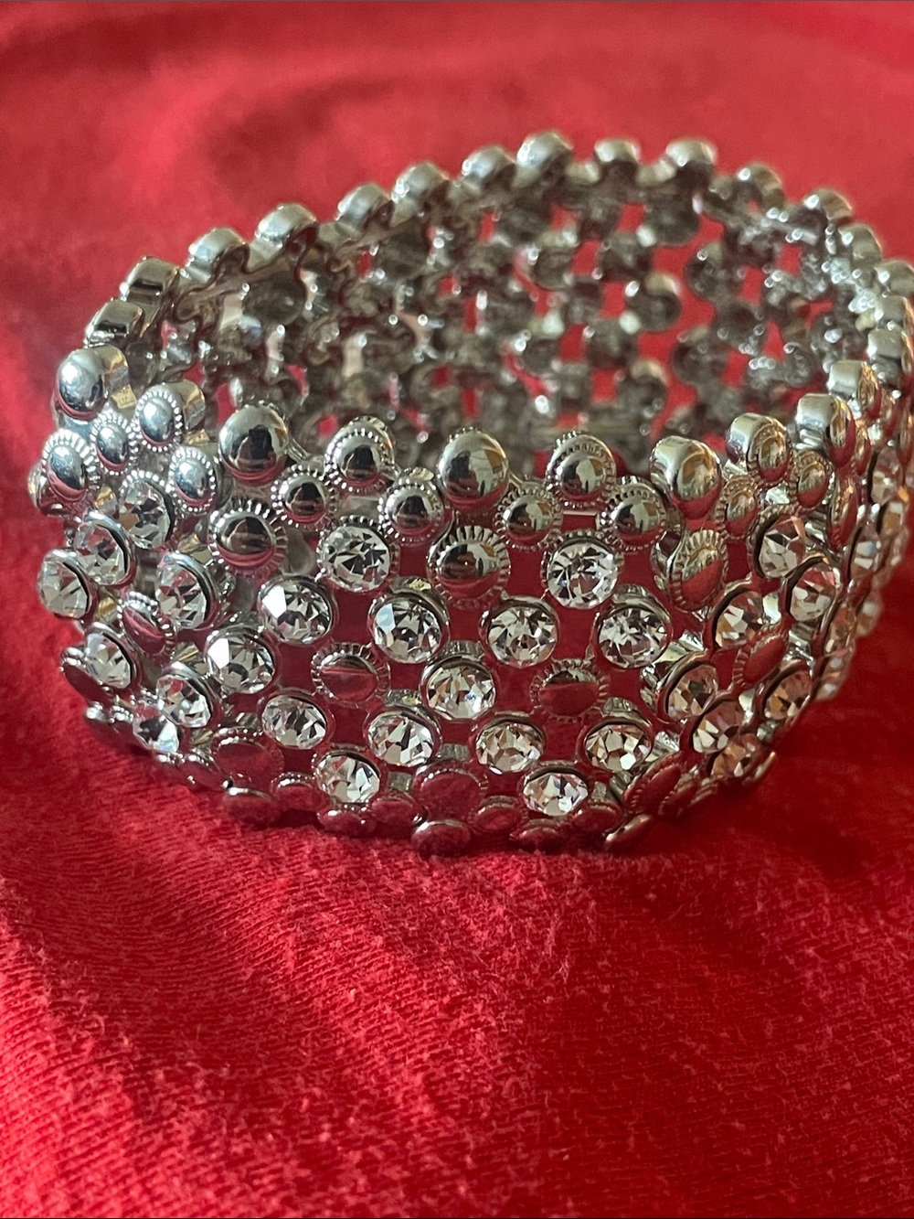 Macy's Silver Crystal-Accent Stretch Bracelet